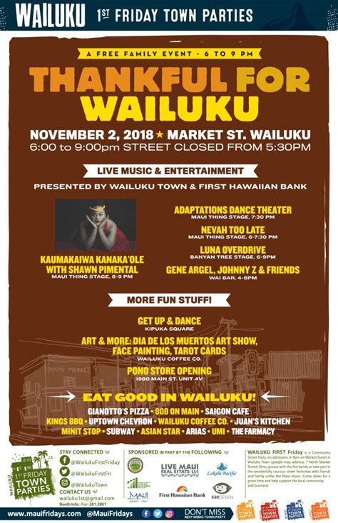 Wailuku First Friday Line Up Announced Maui Now