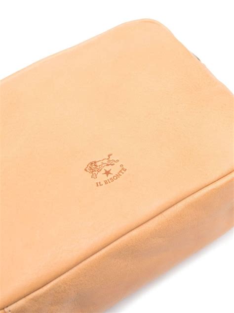 Il Bisonte Logo Debossed Leather Shoulder Bag In Neutrals ModeSens