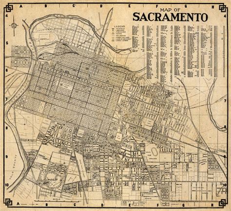 Map Of Sacramento Old City Map Print Fine Giclee Print On Etsy