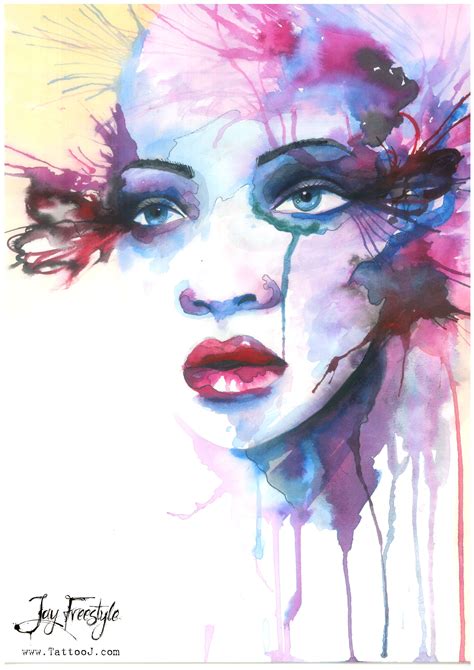 Watercolor Face Painting Watercolor Face Abstract Portrait