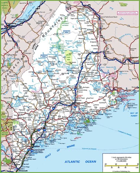 Printable Maine Road Map