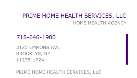 1841491412 Npi Number Prime Home Health Services Llc Brooklyn Ny