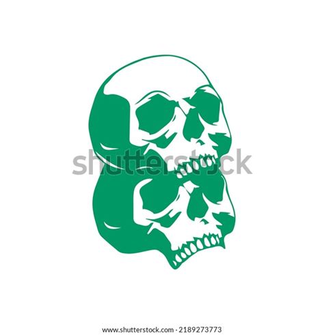 Vector Illustration Two Green Skulls Stock Vector Royalty Free