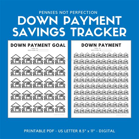 Down Payment Savings Tracker House Down Payment Savings Printable