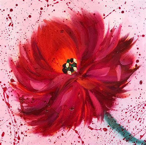 Kimberly Conrad Daily Paintings Red Peony Abstract Flower Painting