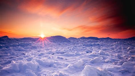Download Wallpaper 1920x1080 Snow Winter Sunset Horizon