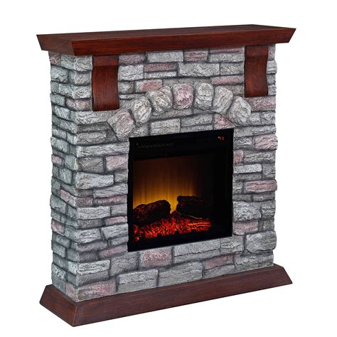 Bold Flame 38 Inch Faux Stone Electric Fireplace In Browntan