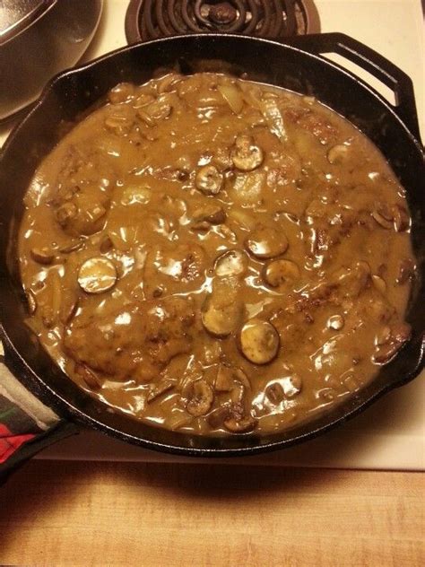 Yesterday i posted a recipe for quick skillet steak with mushrooms and onions, this sandwich is made with that steak recipe whether you have leftovers or want to make it specifically for this sandwich, as i often do. Smothered Steak with onions and mushrooms. | Food, Recipes ...
