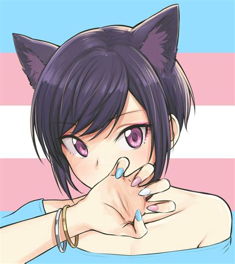 Trans Boys Trans Flag Anime Girl Neko Kawaii Anime Anime Girls Trans Art Transgender Girls