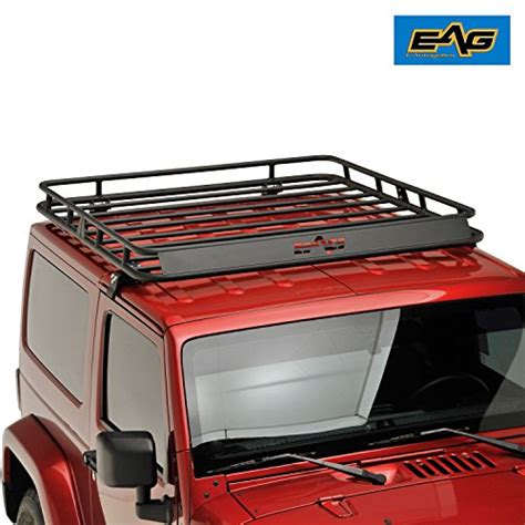 Eag Black Steel Roof Rack Cargo Basket For 2007 2018 Jeep Wrangler Jk 2