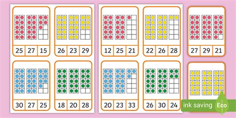 Ten Frame Counting To 30 Matching Game Flashcards