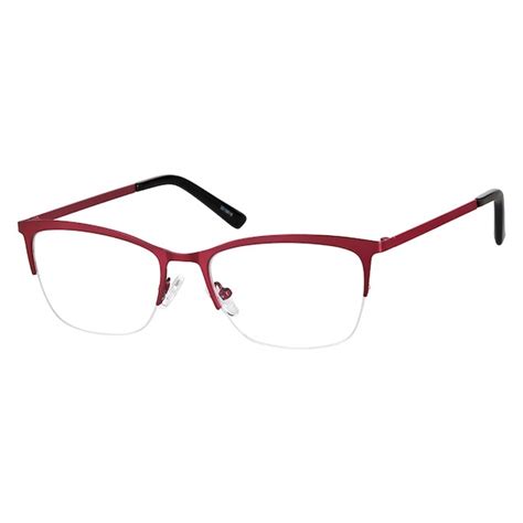 Zenni Womens Rectangle Prescription Eyeglasses Red Stainless Steel 3216618 Red Eyeglasses