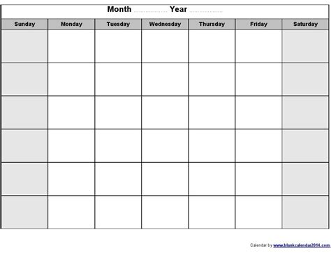 Monday To Friday Blank Calendar Example Calendar Printable