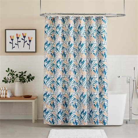Stylewell Blue Multi Color Floral Shower Curtain Dn18710pt1528 The Home Depot