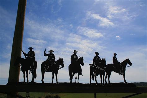 Five Cowboys Stock Photo Image Of Unique Blue Metal 4952288