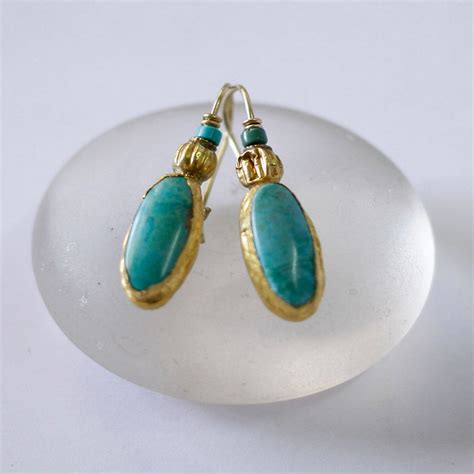 Solid Gold Turquoise Earrings Gold Dangle Earrings Turquoise Etsy