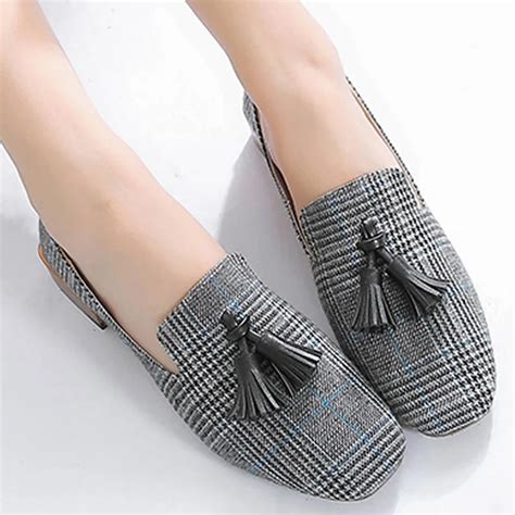 Tassel Loafers Women 2019 Designer Flats Canvas Boat Shoes Woman Large Size 4 105 Womens Flat