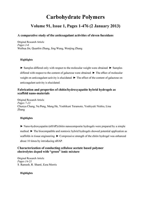 Carbohydrate Polymers 2013 V 91 Is 1 Web кабинет учёного