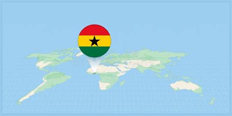 Location Of Ghana On The World Map Marked With Ghana Flag Pin Stock