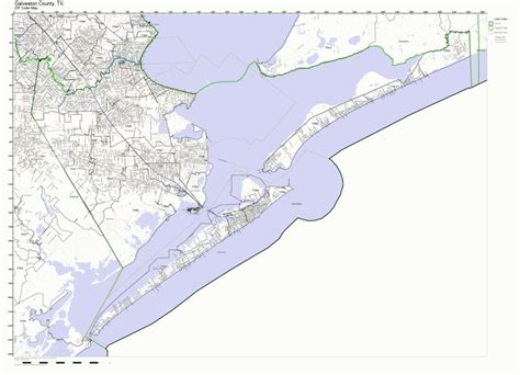 Galveston County Texas Tx Zip Code Map Not Laminated