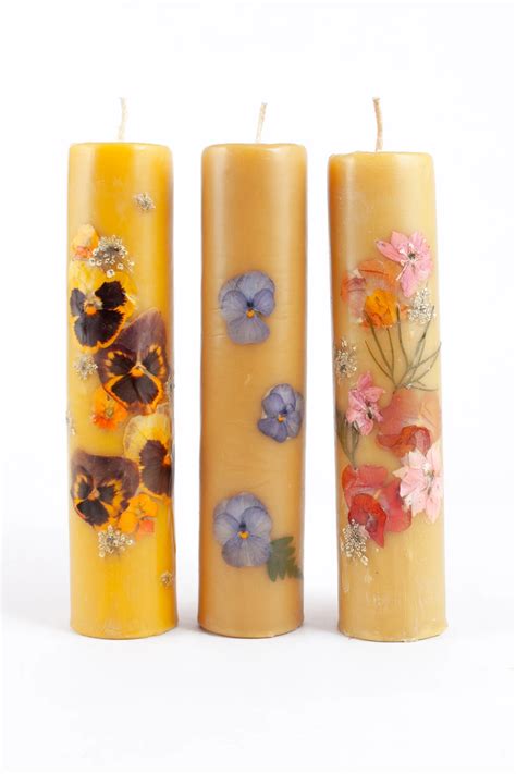 Large Beeswax Candle With Dried Flowers Palace Dried Flowers Diy