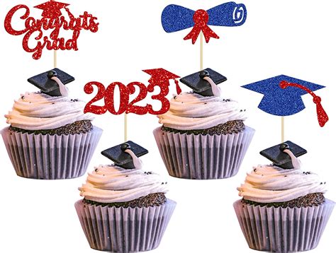 Gyufise 24pcs Class Of 2023 Graduation Cupcake Toppers