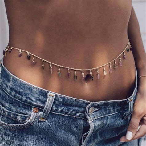 Colorful Leaf Beach Body Chain Waist Chain Jewelry Belly Chain In 2022