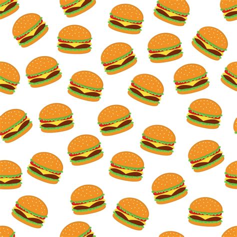 Burger Seamless Pattern Background Vector Design Vector Premium