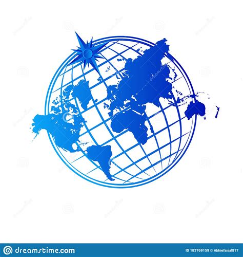 Globe Logo With Compass And World Map Icon On White Background Vector