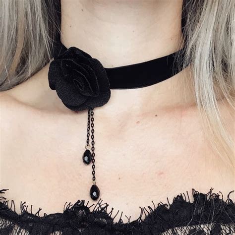 Vintage Victorian Style Gothic Lace Purple Rose Choker Etsy