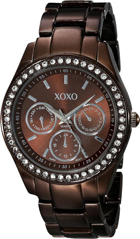 Xoxo Women S Rhinestone Accent Chocolate Analog Watch Brown Xo5458 Amazon Ca Watches