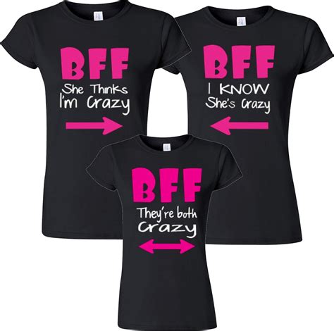 Bff Best Friend Together Triple Three Friends Designs Matching Cute Matching Shirts