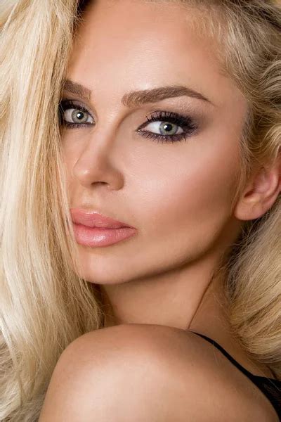 Portrait Beautiful Sexy Blonde Woman Model With Amazing Hair And Perfect Face And Sexy Makeup