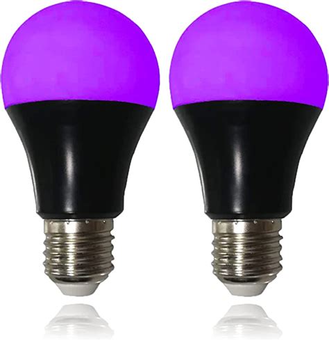 Uv Led Black Light Bulbs 2 Pack A19 E26 8w Blacklight Bulb For Glow In