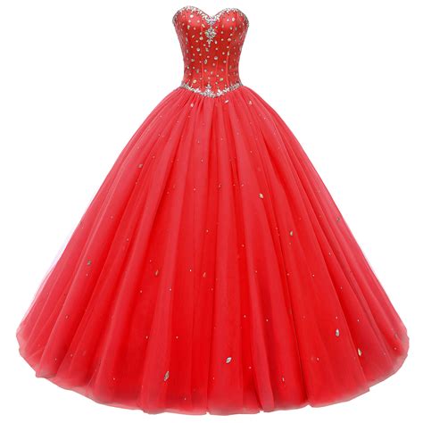 Likedpage Women S Sweetheart Ball Gown Tulle Quinceanera Dresses Prom Dress