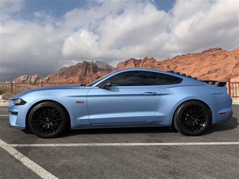 Side Shot Satin Blue Wrap Mustang