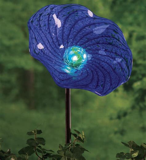Shop latest glass garden art online from our range of lights & lighting at au.dhgate.com, free and fast delivery to australia. Solar Hand Blown Glass Flower Garden Stake - Blue | Wind ...