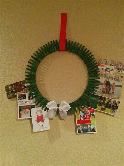 Clothes Pin Wreath Christmas Card Holder Wreath Xmas Card Holder