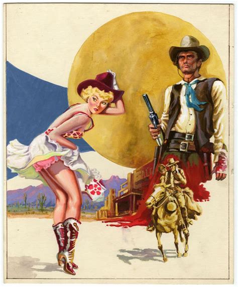 Vintage Cowgirl Rare Mexican Pulp Pin Up Western Illustration Art Cover