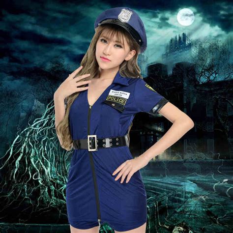 Female Black Cop Uniform Outfits Sexy Police Officer Costume Women Club