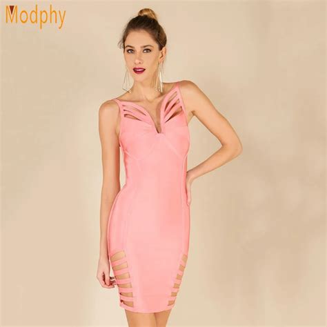 Sexy Busty Summer Dress Women Party Dress Hollow Out V Neck Spaghetti