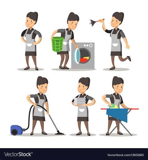 Maid Cartoon In A Uniform Cleaning Service Vector Image