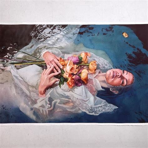Exquisite Watercolor Paintings Feature Subjects Submerged In Pools
