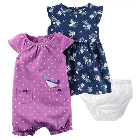 Baby Girl Carters Floral Dress And Polka Dot Sunsuit Set