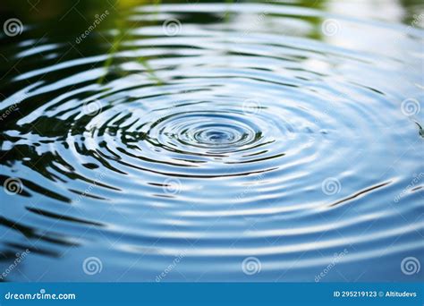 A Drop Of Water Causing Ripples In A Calm Pond Stock Image Image Of