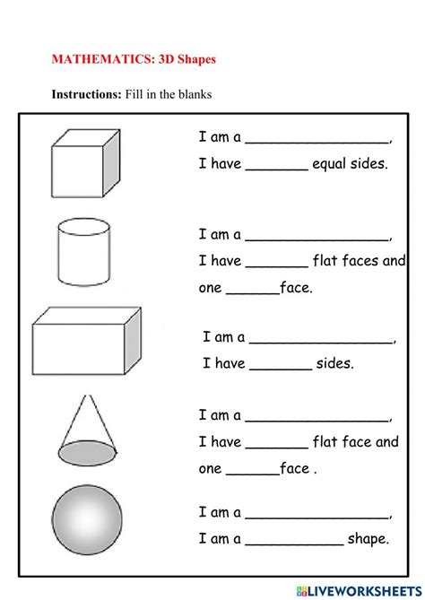 Ficha De 3d Shapes Para Preschool Shapes Worksheets Shape Worksheets