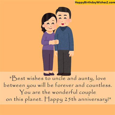 50 25th Anniversary Wishes Messages Quotes For Uncle And Aunty