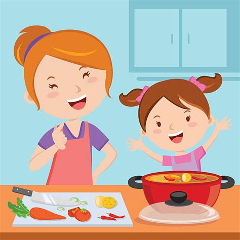 royalty free mom cooking clip art vector images and illustrations istock