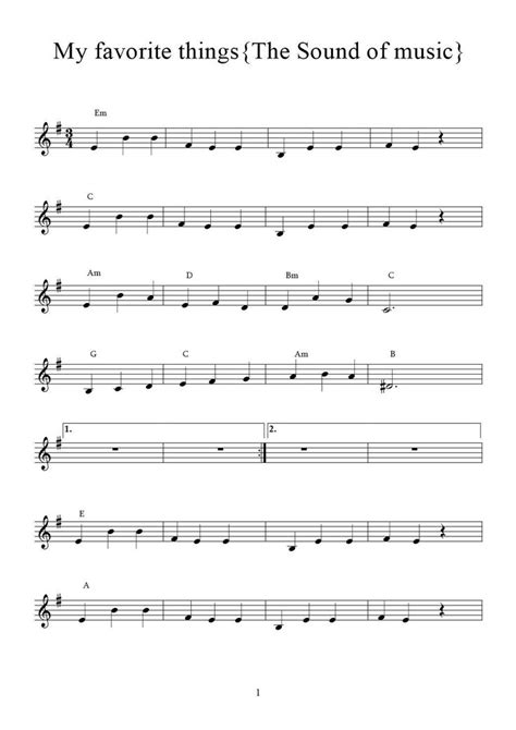 Violi Sheet Musiceasymy Favorite Thingsthe Sound Of Music2pages