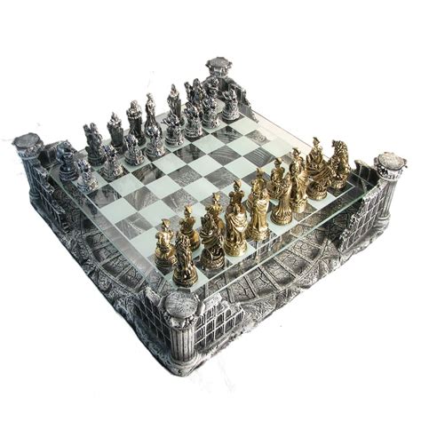 16 Pewter And Glass Coliseum Chess Set Chess Set Chess Board Chess